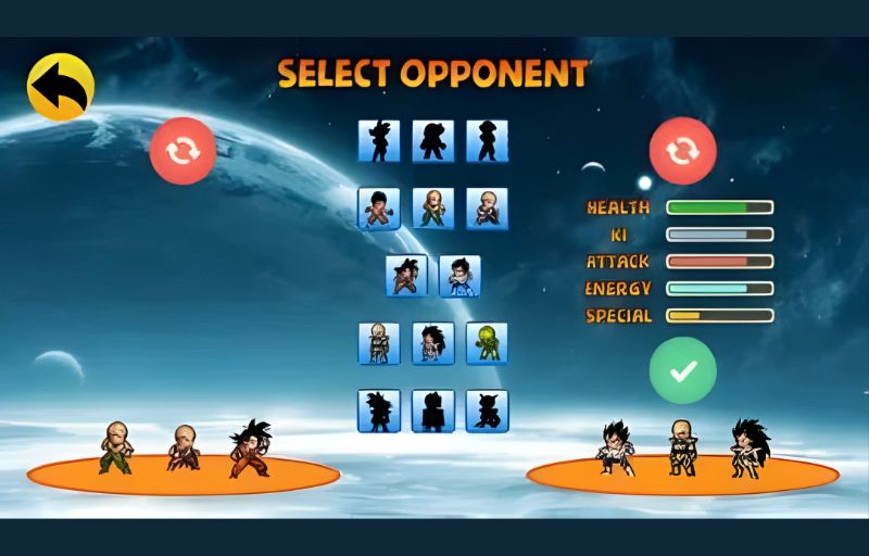 Power Warriors APK character selection screen